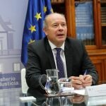 MADRID, 29/10/2020.- El ministro de Justicia, Juan Carlos Campo, durante la reuni�n por videdo conferencia con los abogados del Estado que reclamaron ante la justicia gallega el Pazo de Meir�s para el Estado,hoy en Madrid