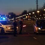 Agentes de la Ertzaintza y de la Policía Local realizan un control de tráfico a la salida de Vitoria