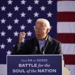 Democratic presidential candidate former Vice President Joe Biden speaks at a rally at Community College of Beaver County, Monday, Nov. 2, 2020, in Monaca, Pa. (AP Photo/Andrew Harnik)