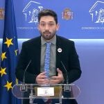 El diputado del PDeCAT, Sergi Miquel i Valentí, en rueda de prensa.