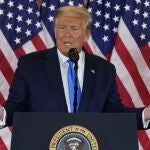 Donald Trump hablando en la habitación este de la Casa Blanca, Washington.