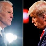 Joe Biden y Donald Trump en mítines electorales. Foto de archivo