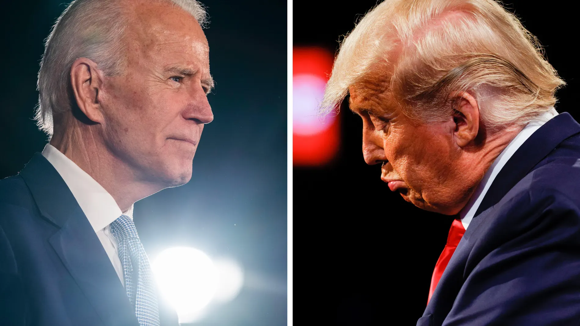 Joe Biden y Donald Trump en mítines electorales. Foto de archivo