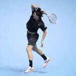 Thiem golpea una derecha en su partido contra Thiem