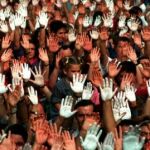 Imagen de la multitudinaria manifestación en repulsa del asesinato por ETA de Miguel Ángel Blanco