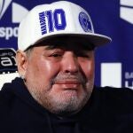 Diego Armando Maradona, en su presentación como entrenador de Gimnasia, su último equipo.