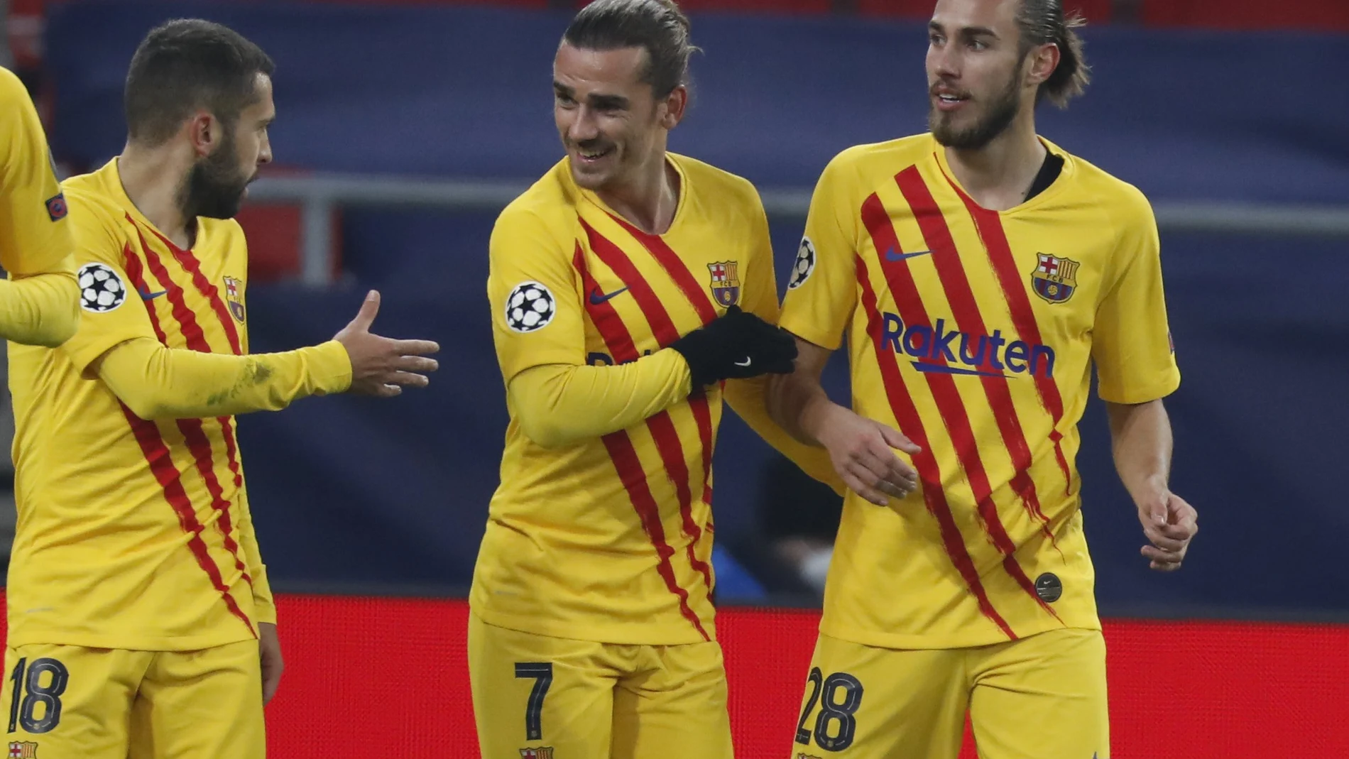 Griezmann celebra el primer gol al Ferencvaros