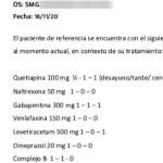 Lista de medicamentos recetados a Diego Maradona por la psiquiatra Agustina Cosachov.