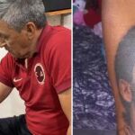 Monzón muestra el rostro de Maradona en su brazo