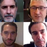 Participaron en el debate, de izquierda a derecha y de arriba a abajo, José María García Gómez, director general de vivienda y rehabilitación de la Comunidad de Madrid; Narciso Berbenera, Global Strategist Officer de SUEZ; Toni Riera, director general de Bird España y Portugal y Gonzalo Salafranca, director de relaciones externas de Philip Morris España
