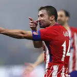 Gabi, durante un partido con el Atlético de Madrid.
