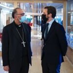 El líder del PP, Pablo Casado, se ha reunido hoy con el presidente de la Conferencia Episcopal