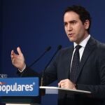 El secretario general del PP, Teodoro García Egea en rueda de prensa posterior a la reunión del Comité de Dirección del partido