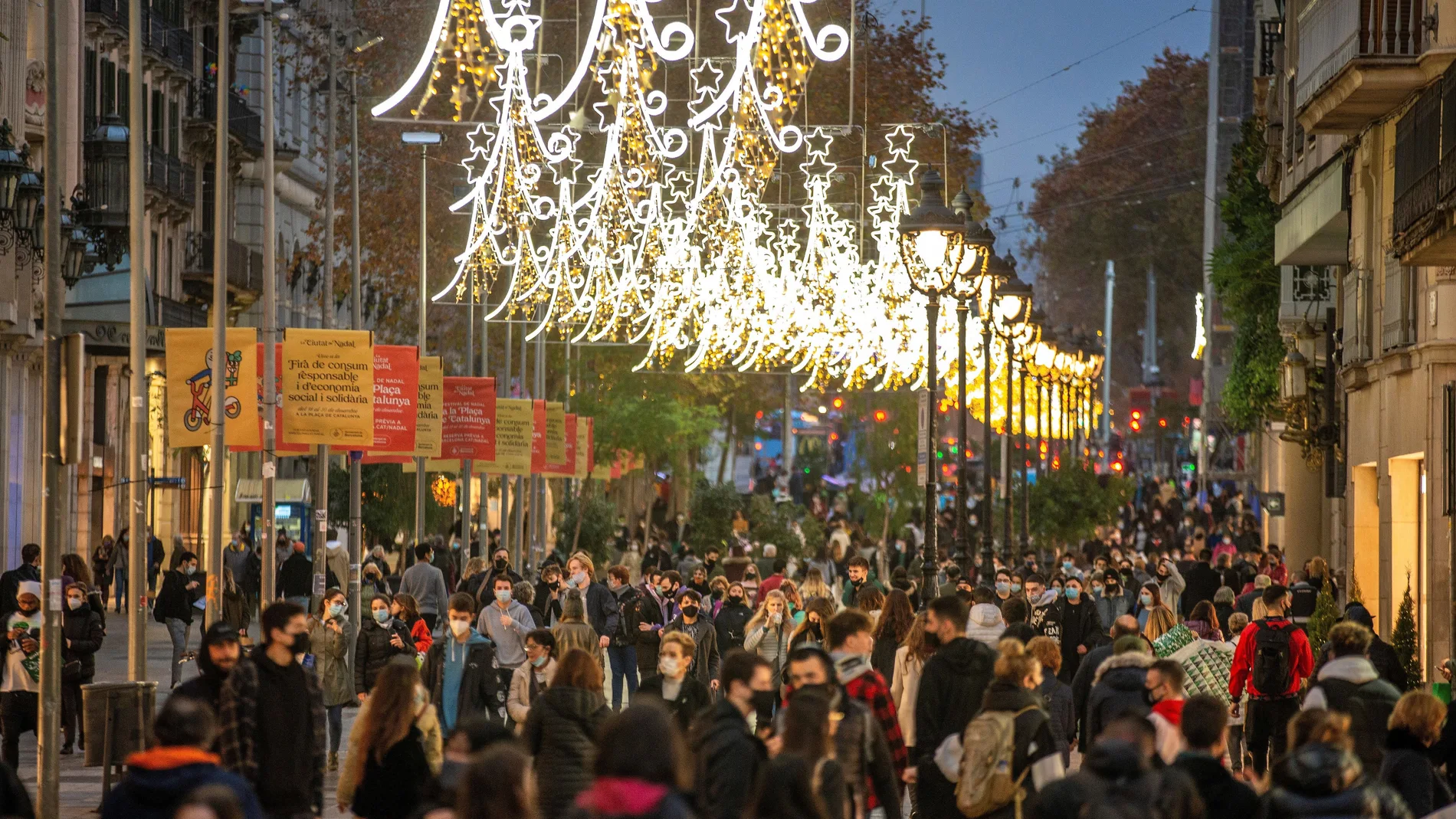 Ambiente en las Ramblas de Barcelona