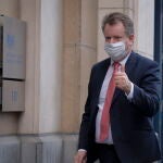 El negociador jefe de Reino Unido, David Frost ayer después de reunirse con el equipo negociador de la Unión Europea.
