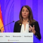 La consellera de Presidencia y portavoz del Govern, Meritxell Budó, en rueda de prensa telemática.