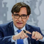 El ministro de Sanidad, Salvador Illa, durante la rueda de prensa tras la reunión del Consejo Interterritorial del Sistema Nacional de Salud