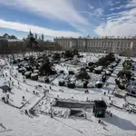 La Plaza de Oriente tras la nevada