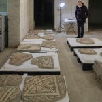 Mosaico del Rapto de Europa de Itálica en el Museo Arqueológico Provincial donde se procederá al traslado de las piezas para la posterior rehabilitación del edificio. En Sevilla (Andalucía, España), a 11 de enero de 2021.
