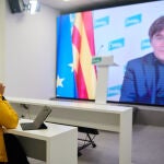 Laura Borràs mantiene una reunión telemática con Carles Puigdemont