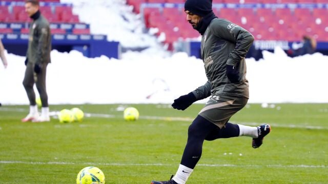 Luis Suárez, durante el último entrenamiento del Atlético en el Metropolitano