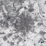 Imagen de Satélite proporcionada por la Agencia Espacial Europea de la ciudad de Madrid cubierta por la nieve