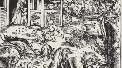 Grabado de Lucas Carnach &quot;El viejo&quot; realizado en 1512 que muestra cómo se creía que actuaba un hombre-lobo