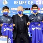 Kubo y Carles Aleñá en su presentación con el Getafe.