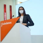 La presidenta de Ciudadanos Inés Arrimadas en rueda de prensa telemática