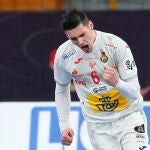 Ángel Fernández celebra uno de los 31 goles que ha marcado en el Mundial de Egipto