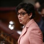 La ministra de Asuntos Exteriores, UE y Cooperación, Arancha González Laya, interviene durante una sesión plenaria celebrada en el Congreso de los Diputados, en Madrid, (España)