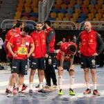 Los Hispanos, desolados tras el partido de semifinales contra Dinamarca, que perdieron