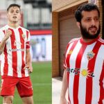 José Corpas (izq), uno de los capitanes del Almería, y Turki Al-Sheikh (der), el jeque saudí propietario del club