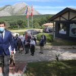 El consejero de Economía y Hacienda, Carlos Fernández Carriedo, tras la última reunión del Comité de Seguimiento del Plan de Dinamización celebrada en tierras palentinas