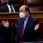 MADRID, 03/02/2021.- El ministro de Política Territorial y Función Pública, Miquel Iceta, interviene este miércoles, durante la primera sesión de control al Gobierno en el Congreso desde el mes de diciembre que estará marcada por la tercera ola de la pandemia, la llegada al Ejecutivo de Miquel Iceta, que se estrena en la Cámara Baja, y la campaña de las elecciones catalanas del próximo 14 de febrero. EFE/ Chema Moya