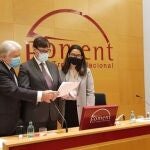 El candidato socialista a las elecciones catalanas, Salvador Illa, en el ciclo electoral de Foment de Treball 'Mi propuesta económica es'.
