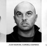 MD 27 Madrid 24/06/2002.- Fotografías distribuídas por la Policía de Angel Suárez Flores (i), Juan Manuel Candela Sapieha (c), y del ex-vigilante jurado Luis Miguel del Mazo López (d), detenidos los tres como sospechosos del robo de 19 valiosos cuadros perpetrado el pasado 8 de agosto en el domicilio madrileño de la empresaria Esther Koplowitz. EFE/Chema Moya