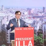 El candidato socialista a las elecciones catalanas, Salvador Illa, durante un acto telemático de campaña.