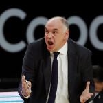 El entrenador del Real Madrid, Pablo Laso, durante el encuentro de cuartos de final de la Copa del Rey contra Valencia Basket.