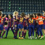 Las jugadoras del Barcelona celebran la victoria en la final de la Copa de la Reina