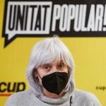 La candidata de la CUP en las pasadas elecciones catalanas, Dolors Sabater, durante una rueda de prensa.