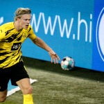 Haaland celebra uno de sus goles de esta temporada