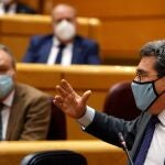 El ministro de Ministro de Inclusión, Seguridad Social y Migraciones, José Luis Escrivá, durante una intervención en la sesión de control al Gobierno en el Senado