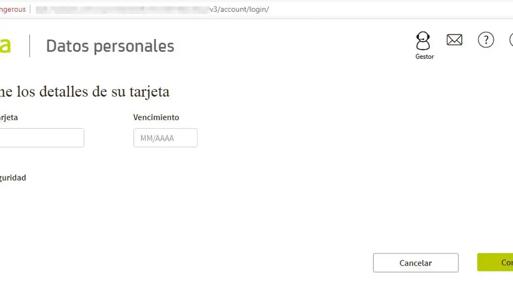 En la siguiente pantalla, se solicitará la supuesta clave recibida por SMS