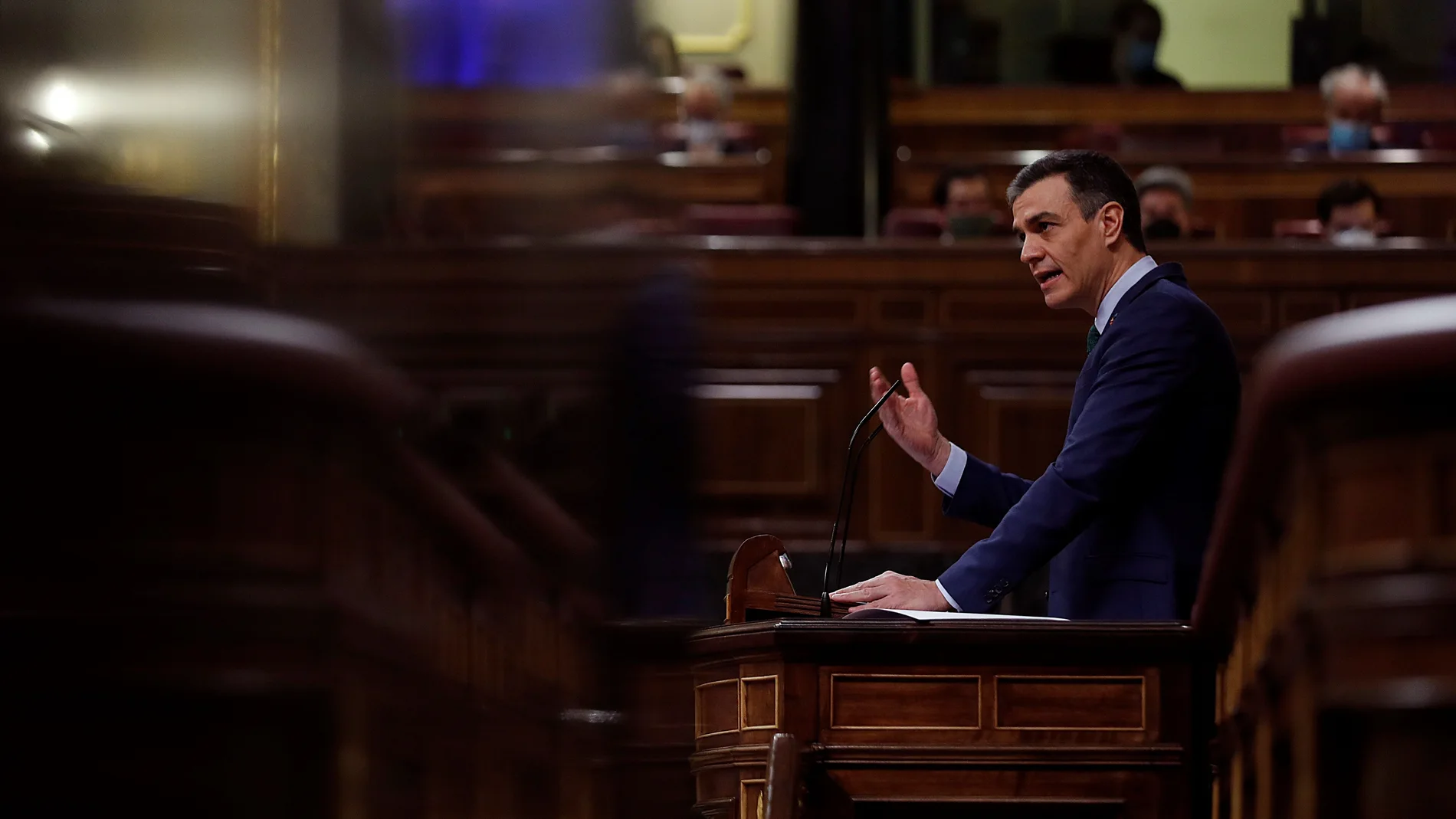 El presidente del Gobierno, Pedro Sánchez, durante una comparecencia en el Congreso
