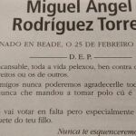 Esquela, compartida por el periodista Paco Sarria