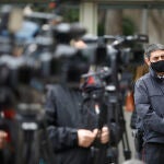 El mayor de los Mossos d'Esquadra, Josep Lluis Trapero, durante una rueda de prensa tras la reunión que han mantenido el Govern de la Generalitat y el Ayuntamiento de Barcelona.