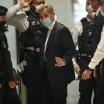 Nicolas Sarkozy, ayer a su llegada al tribunal