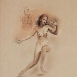 El estudio preparatorio de "Leda atómica" por Salvador Dalí