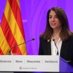 La consellera de Presidencia, Meritxell Budó, en rueda de prensa.